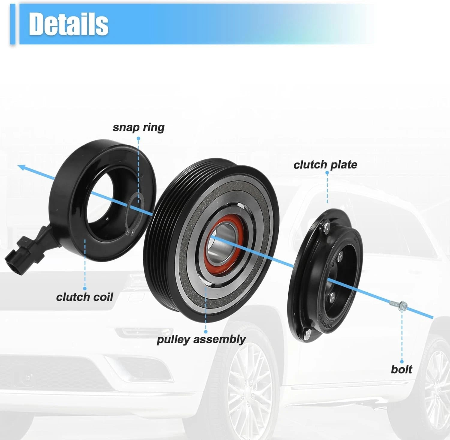 AC Compressor Clutch Kit Coil Pulley for Jeep Wrangler (2012–2018)