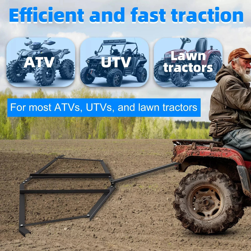 Tow Behind Drag Harrow for ATV UTV Lawn Tractor (72" Width)