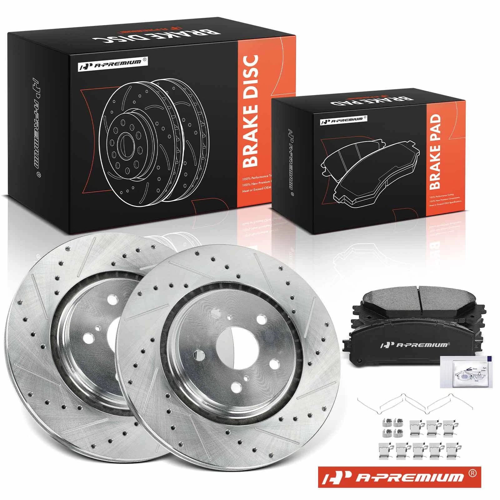 Front Drilled Brake Rotor and Ceramic Pads for Toyota Camry (2018-2020)