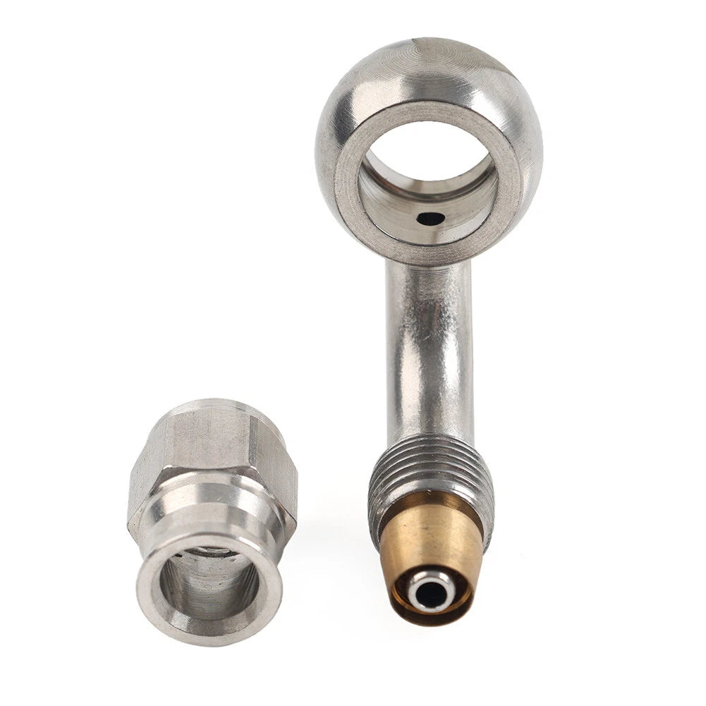Set of 2 Stainless Steel 10.2mm 3/8" Eye Banjo Hose Ends AN-3 90 Degree