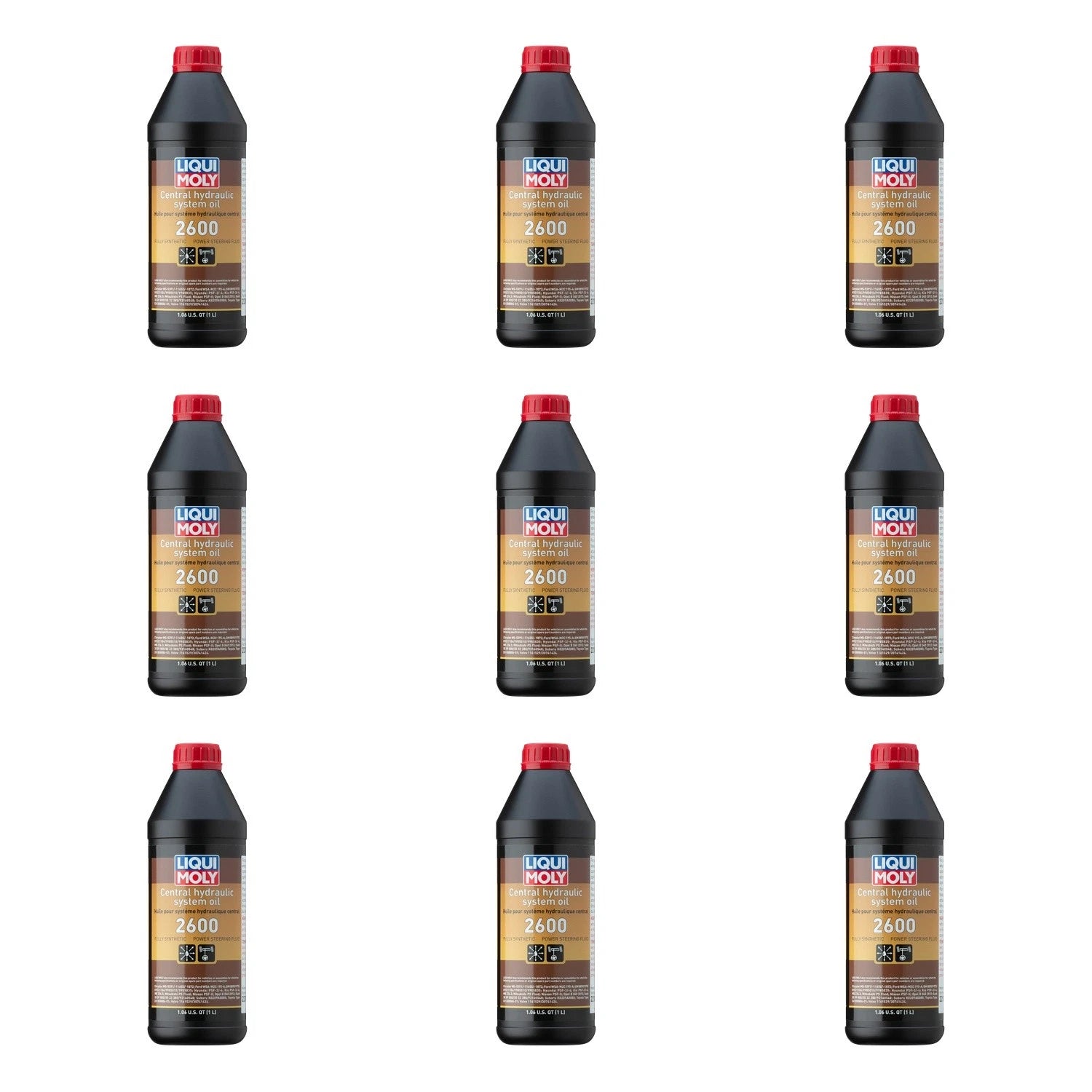 Set of 9 Liqui Moly Central Hydraulic System Oil 2600 (1L each)