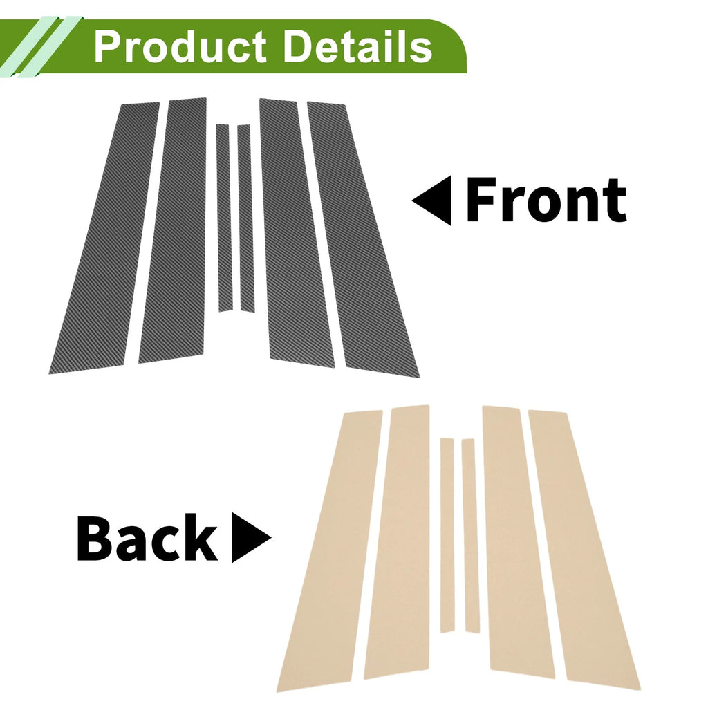 6 Pcs Pillar Window Trim for Nissan Altima (2019–2023) Carbon Fiber Black