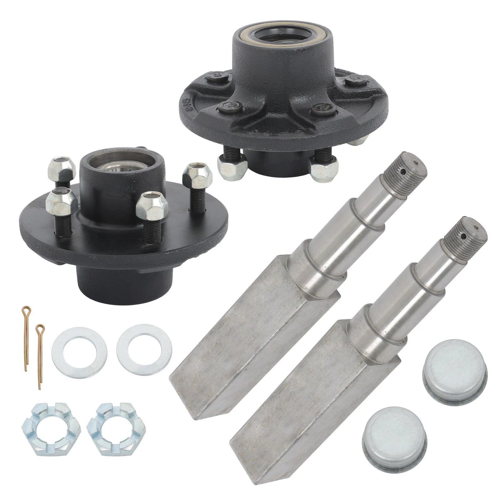 Square Trailer Hub with Bearing Kit for 3500 lbs Axle (5 on 4.5")