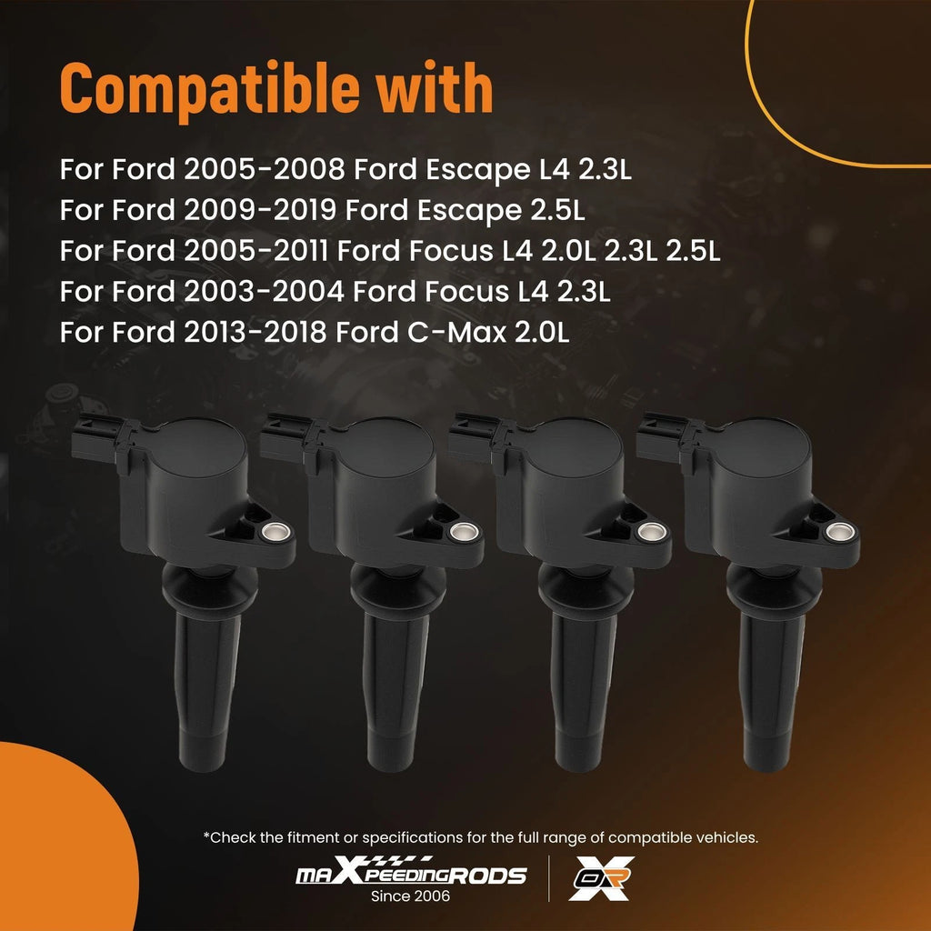 Set of 4 Ignition Coils for Ford Focus Escape Transit 2.0L 2.3L 2.5L 50129 COP