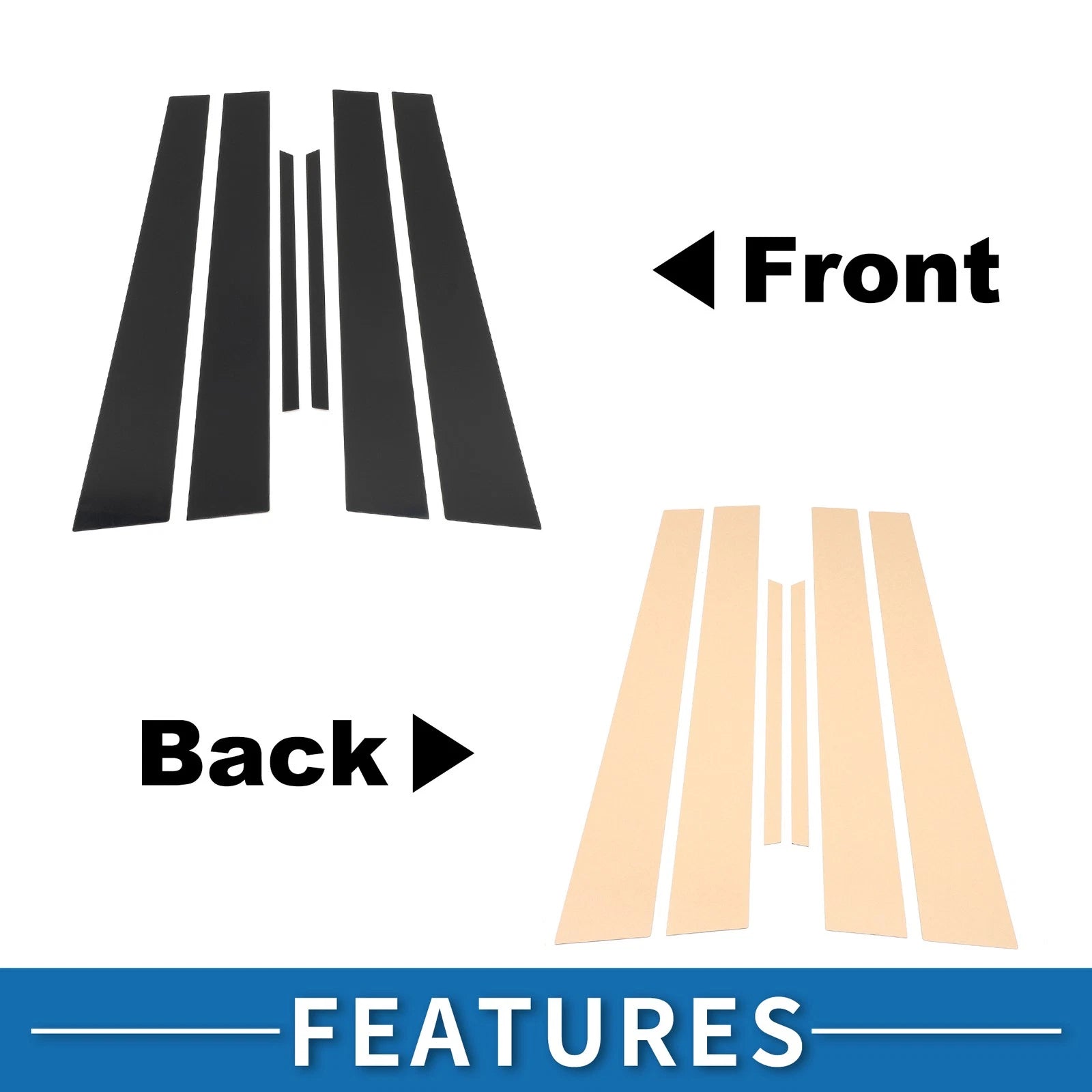 6 Pcs Door Pillar Window Trim for Lexus ES (2002–2006) Black