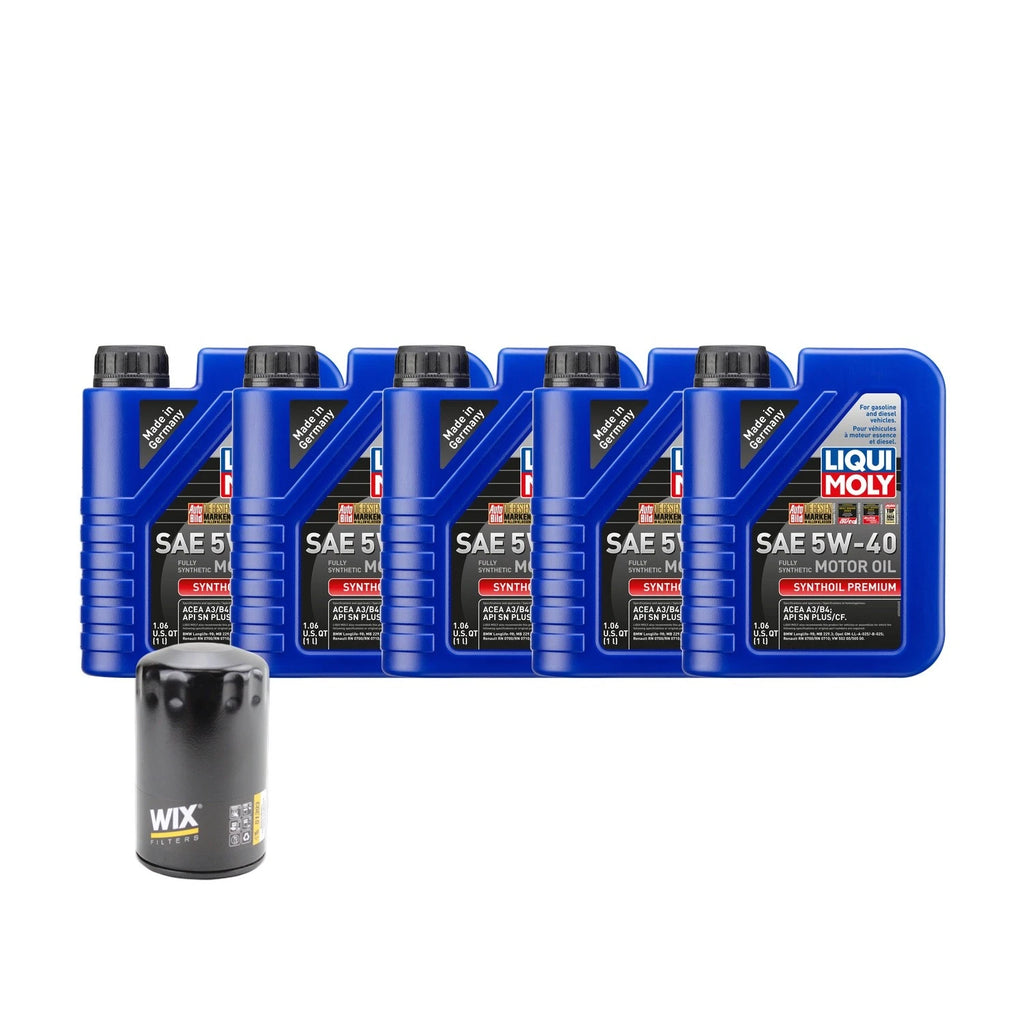5L Liqui Moly Synthoil Premium SAE 5W-40 Oil Change Kit for Audi 1.8/2.0L (2000–2023)