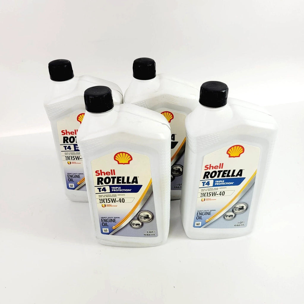 Set of 4 Shell Rotella SAE 15W-40 Diesel Engine Oil 1 QT for Diesel Engines