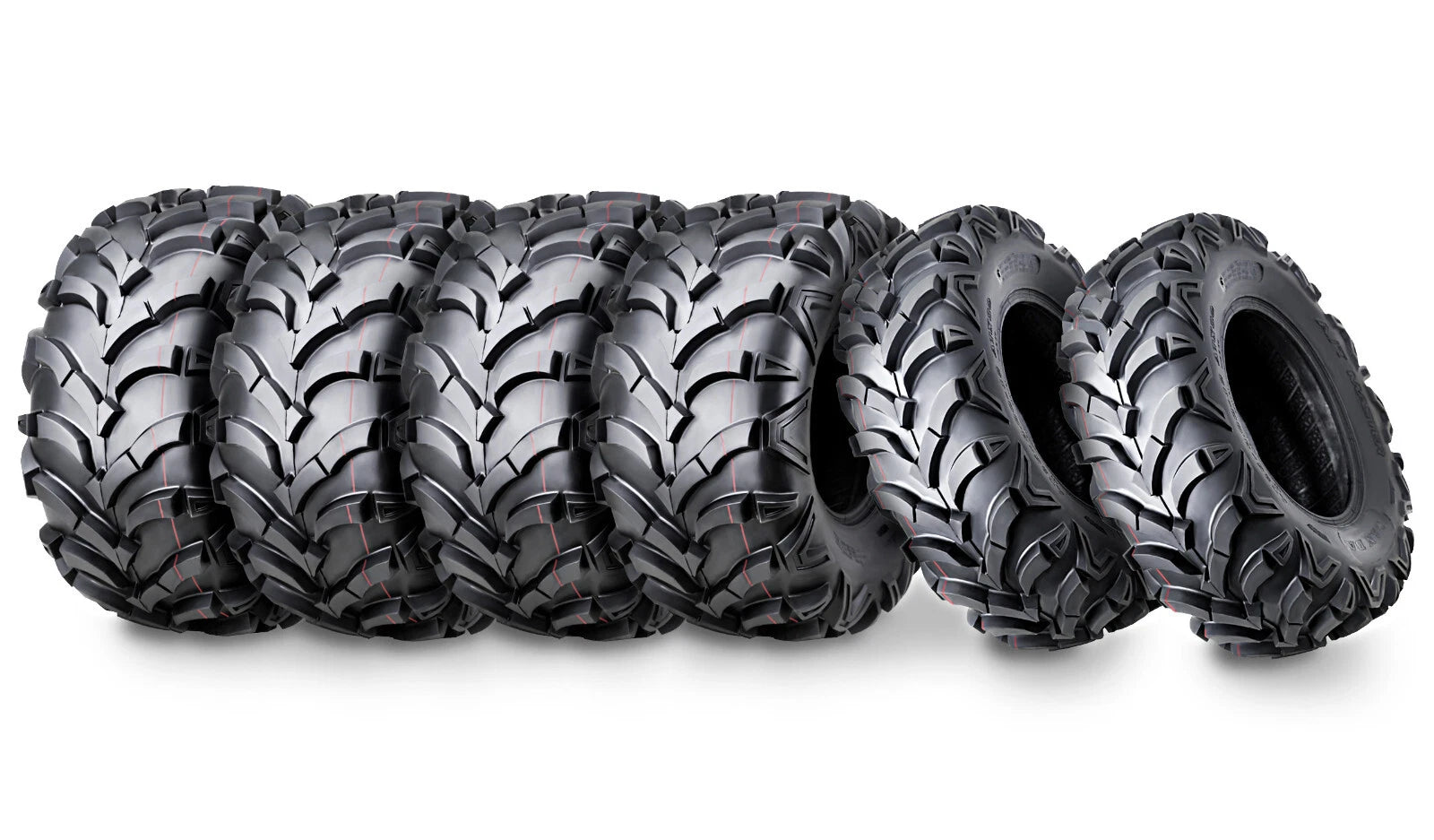 Set of 6 WANDA ATV/UTV Tires 25x8-12 Front & 25x12-10 Rear 6PR P341