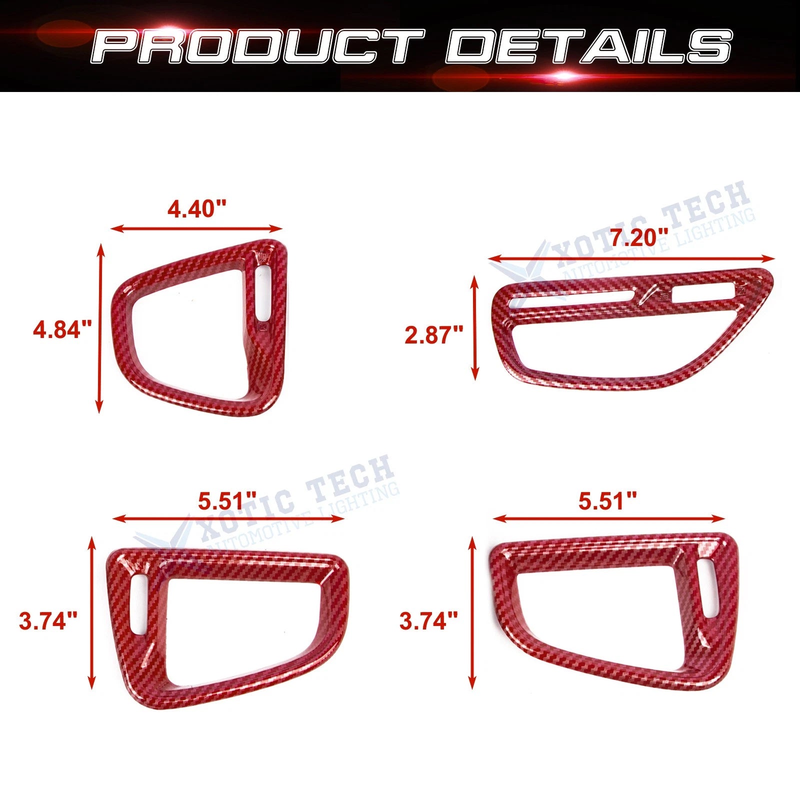 Carbon Fiber Center Console Air Vent Outlet Trim for Dodge Challenger (2015-2019)