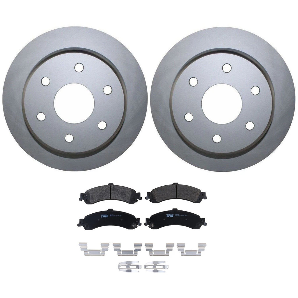 Rear Brake Kit 330mm Disc Rotors & TRW Metallic Pads for Cadillac Chevy GMC