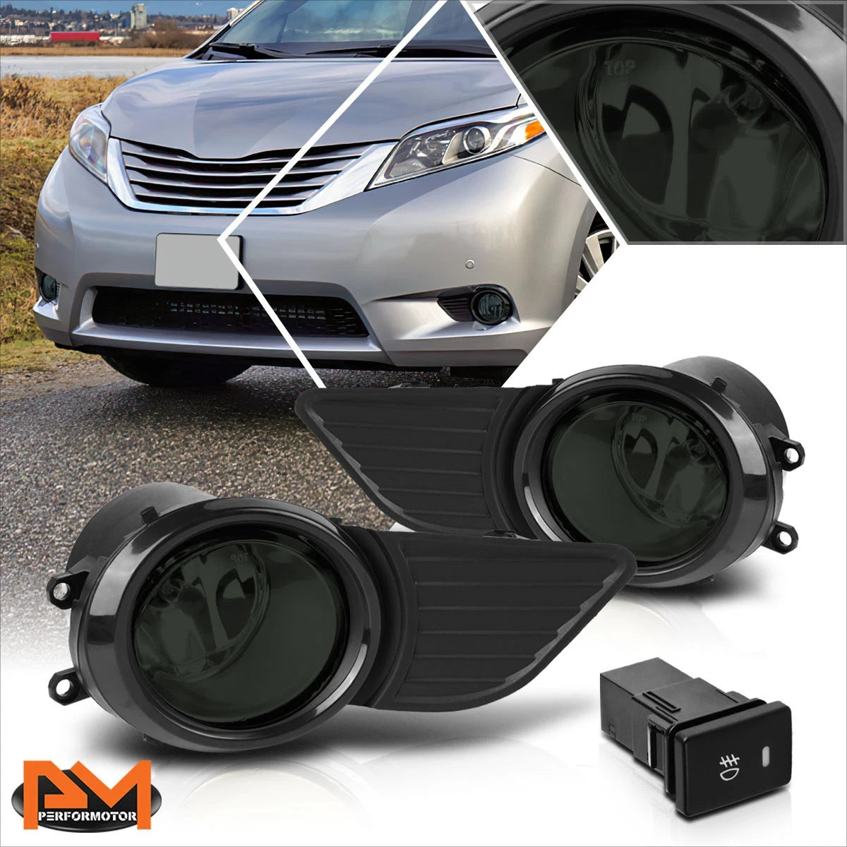 Fog Lights for Toyota Sienna (2011–2017) Smoke Lens w/Switch & Bezel