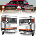 HID/Xenon Headlights for Chevy Silverado 1500 (2016–2018) w/ DRL Chrome