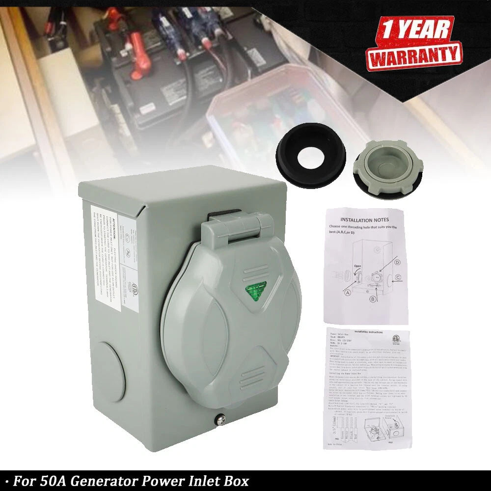 Power Inlet Box for 3-Prong Generator (NEMA SS2-50P)