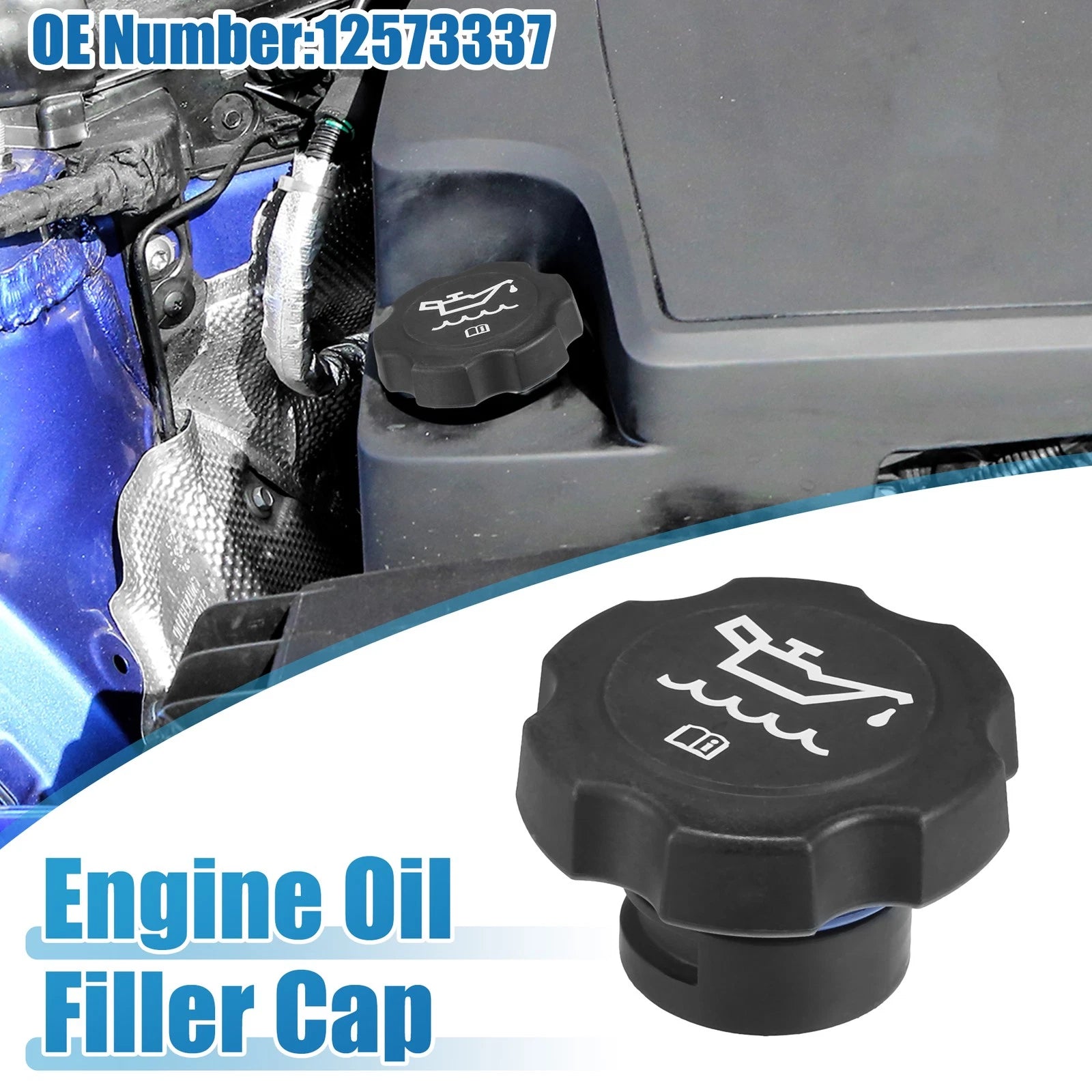 Oil Filler Cap No. 12573337 for Buick LaCrosse (2005–2009) Plastic Black