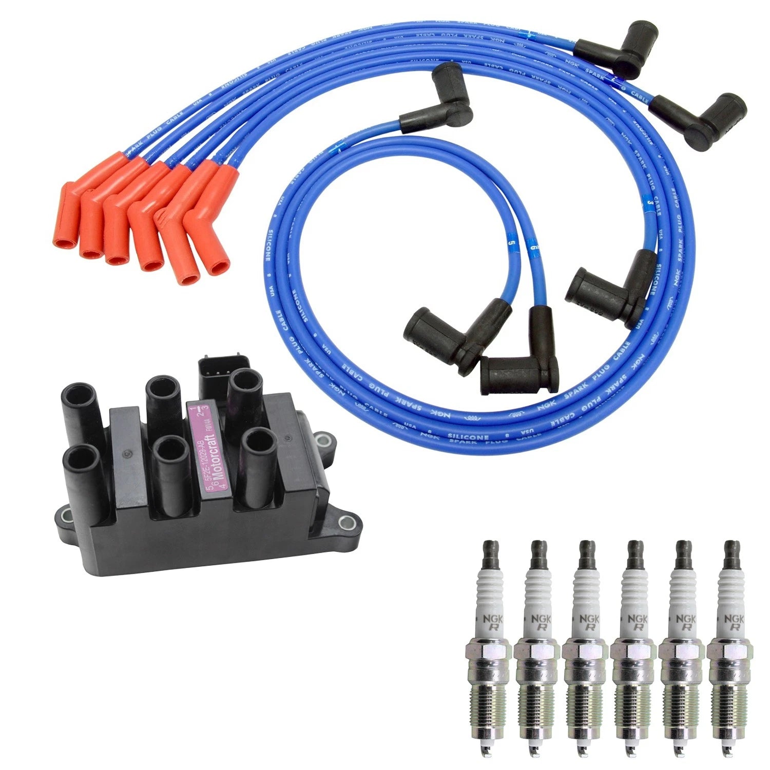 Set of 6 Hitachi Ignition Coils & NGK V-Power Spark Plugs for E-150 F-150