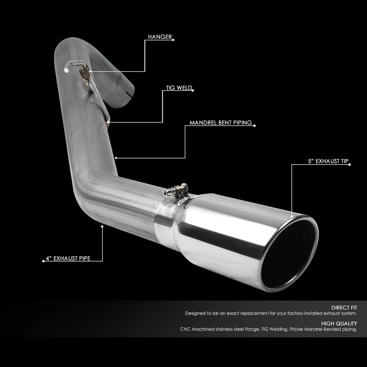 Exhaust Kit for Ram Truck 6.7L (2013–2018) w/5" OD Muffler Tip
