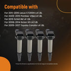 Set of 4 Ignition Coils for Toyota Corolla Matrix Vibe 1.8L (2009–2014)