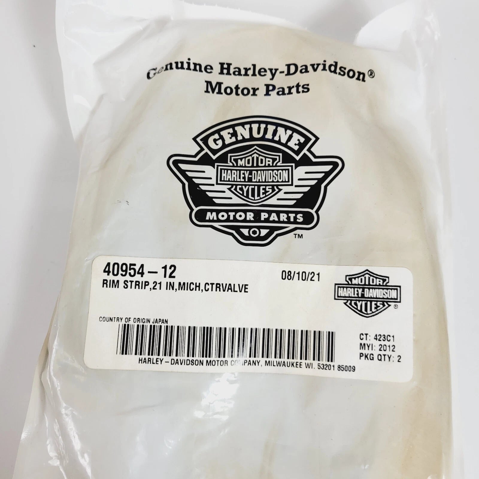 Rim Strip for Harley-Davidson Dyna 21in Center Valve (2012–2017) 40954-12