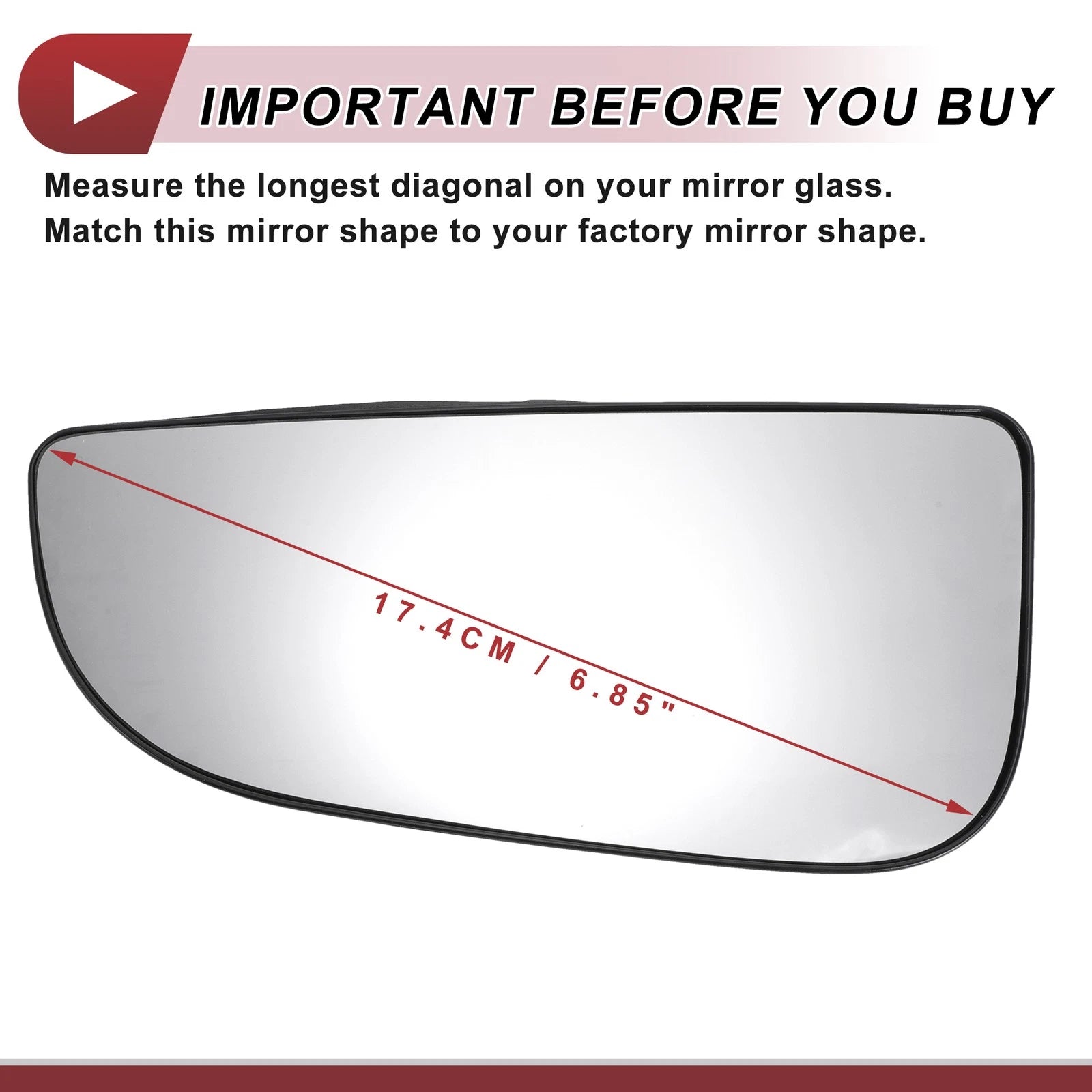 Tow Mirror Glass Replacement for Dodge (Non-Heated, Left Driver Side)