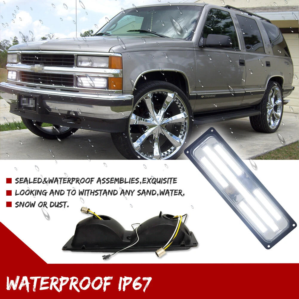 Clear Switchback LED DRL Signal Lights for GMC Chevy C/K 1500/2500/3500 (1988–1998)