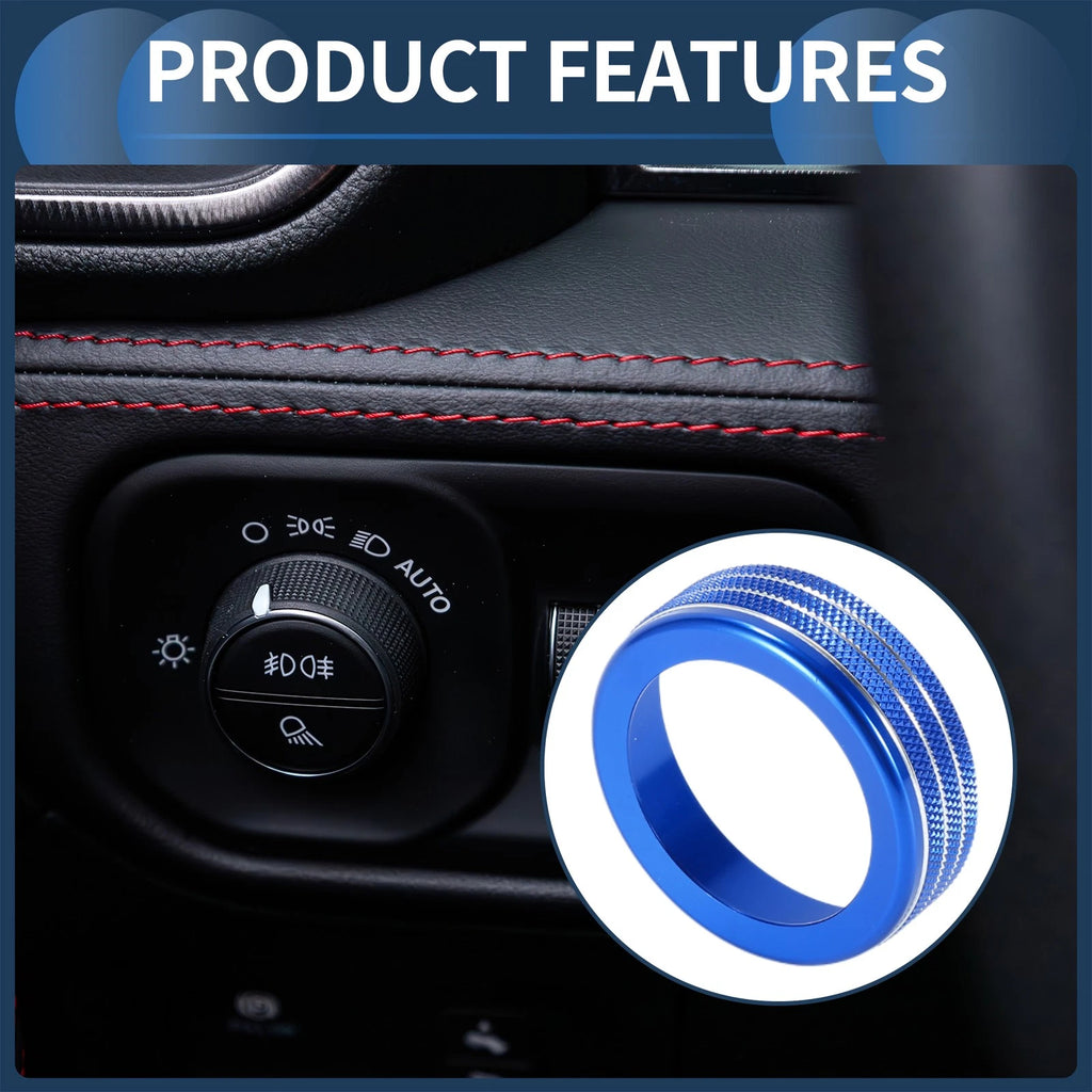Headlight Fog Light Switch Knob Cover Ring for Dodge RAM (2018–2022) Blue 1 Pc