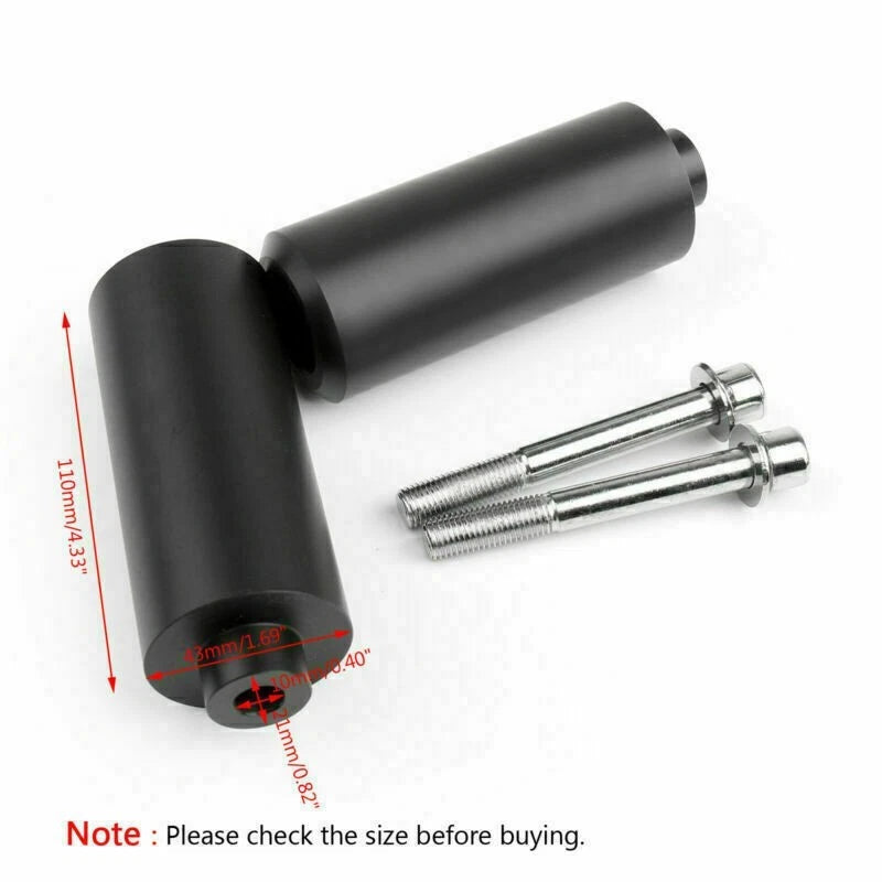 Frame Slider Crash Protector for Yamaha FZ6 (2004–2010) No Cut Black Extended