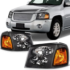 Headlight Assembly Pair for GMC Envoy, GMC Jimmy (2002–2009) Black Housing