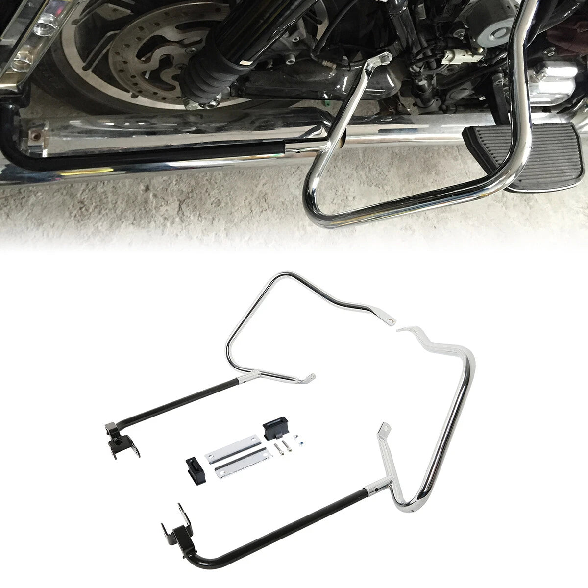 Saddlebag Bracket Guard Crash Bars for Harley Touring Street Road Glide (2014–2023)
