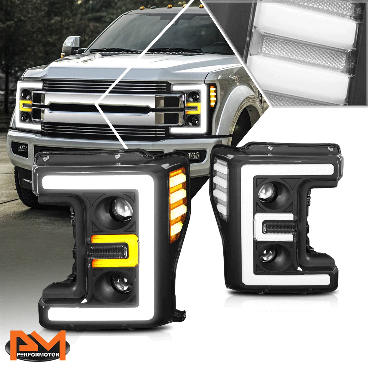 3D LED DRL Dual Projector Headlight for Ford Super Duty (2017–2019)