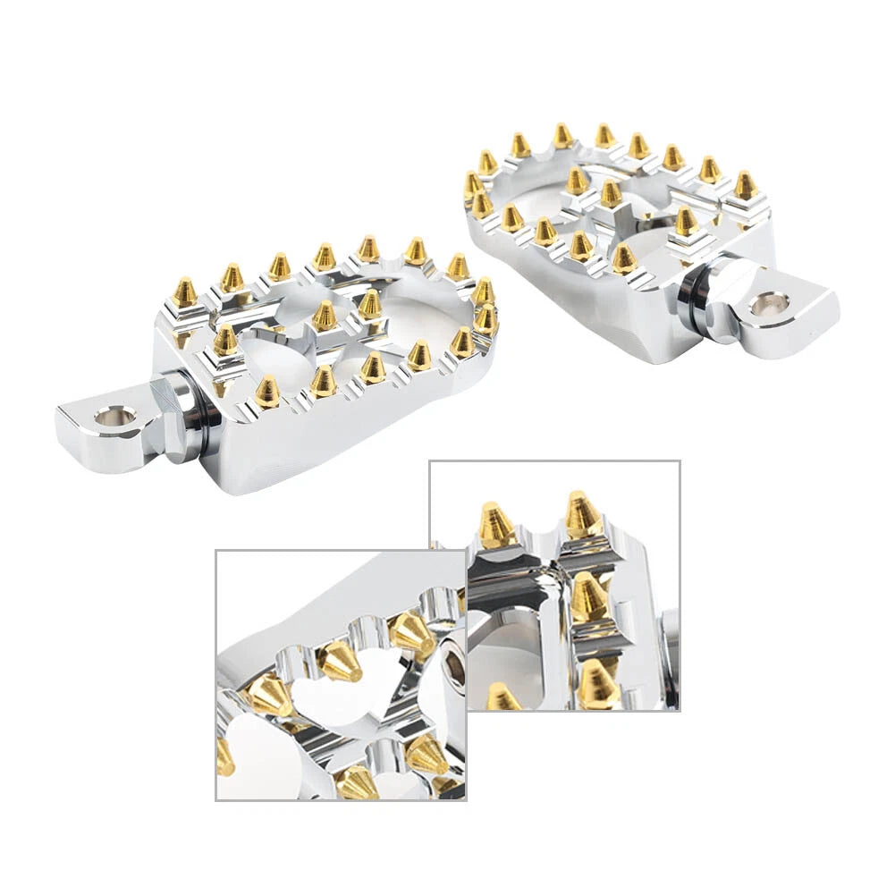 Chrome CNC Wide Fat Foot Pegs for Harley Dyna, Sportster, Fatboy