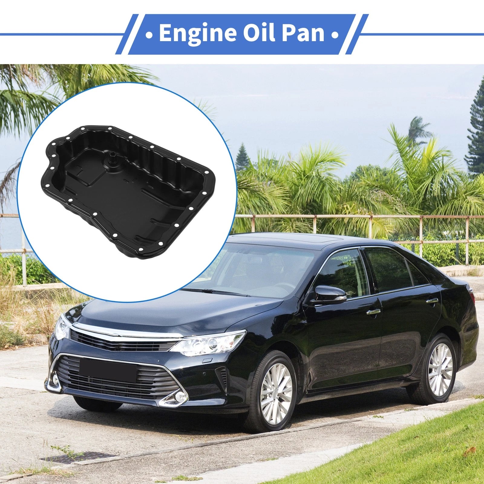 1 Pc Engine Oil Pan No.3510673021 for Toyota Camry (2015–2018) Steel Black
