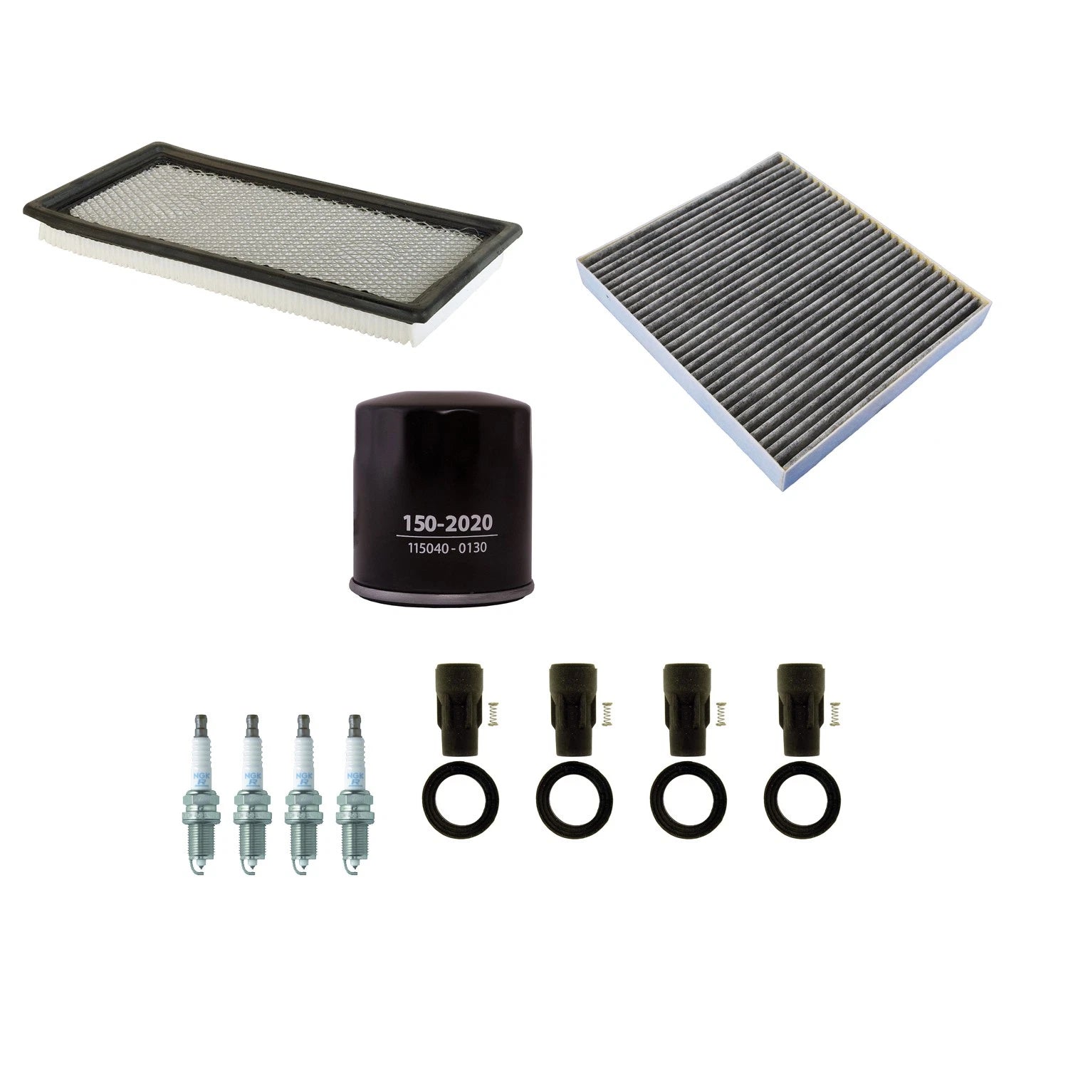 Set of 4 Denso Tune Up Kit NGK Spark Plugs & Boots for Caliber Compass (2007–2010)