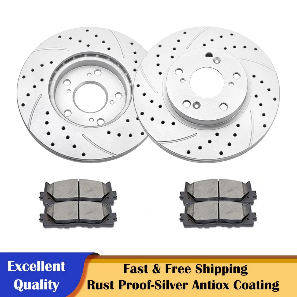 Front Drilled Brake Rotor Ceramic Pad Kit for Honda Accord (2003–2023)
