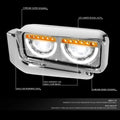 LED Halo Ring DRL Turn Signal Headlights Chrome for Peterbilt 359 379 389 (1981–2021)