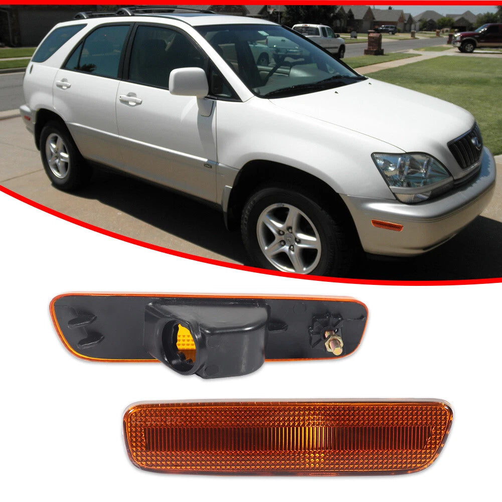 2X Amber Lens Front Bumper Side Marker Lights for Lexus RX300 (1999–2003)