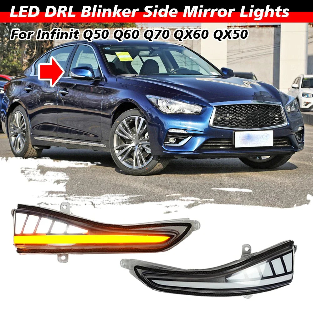 2x Color LED Side Mirror Turn Signal Light for Infiniti Q50 Q60 QX50 QX60 (2013–2023)