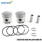 2 Sets Piston Set +025 for Yamaha 2T 25 30HP Outboard (61N-11635-00, 61N-11604-00)