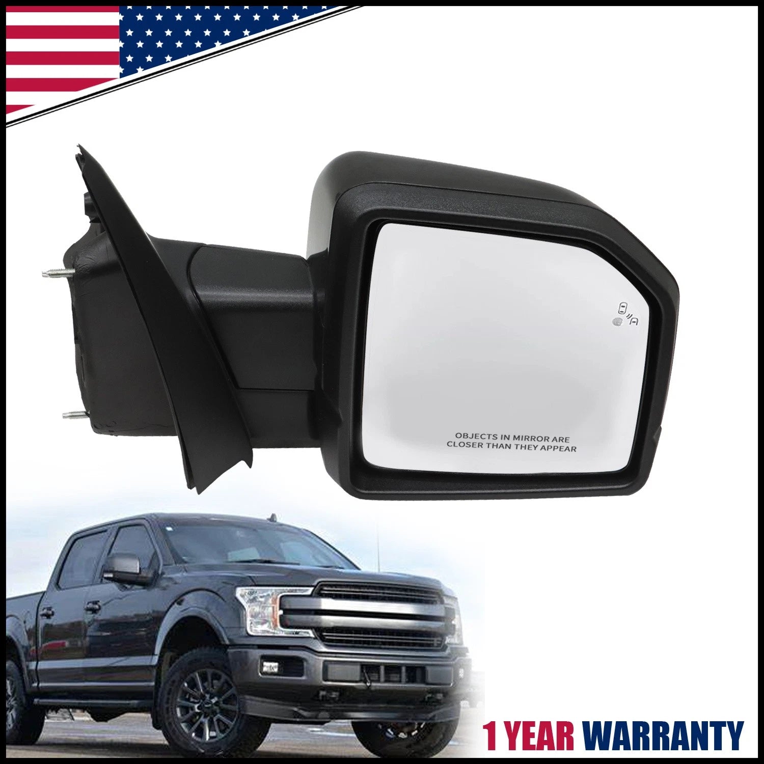 Right Side Mirror for Ford F-150 (2015–2020) Power/Signal/Blind Spot 16-Pin