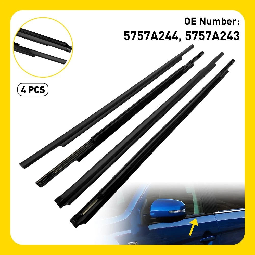 Set of 4 Door Window Belt Weatherstrip for Mitsubishi Outlander Sport (2011–2023)