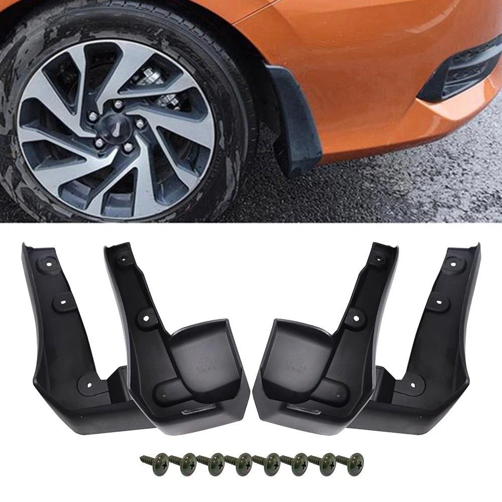 Set of 4 Mud Guard Flaps for Honda Civic X (2016–2021) - Black