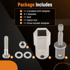 Stainless Steel Trailer Jack Crank Handle Cordless Drill Adapter Set