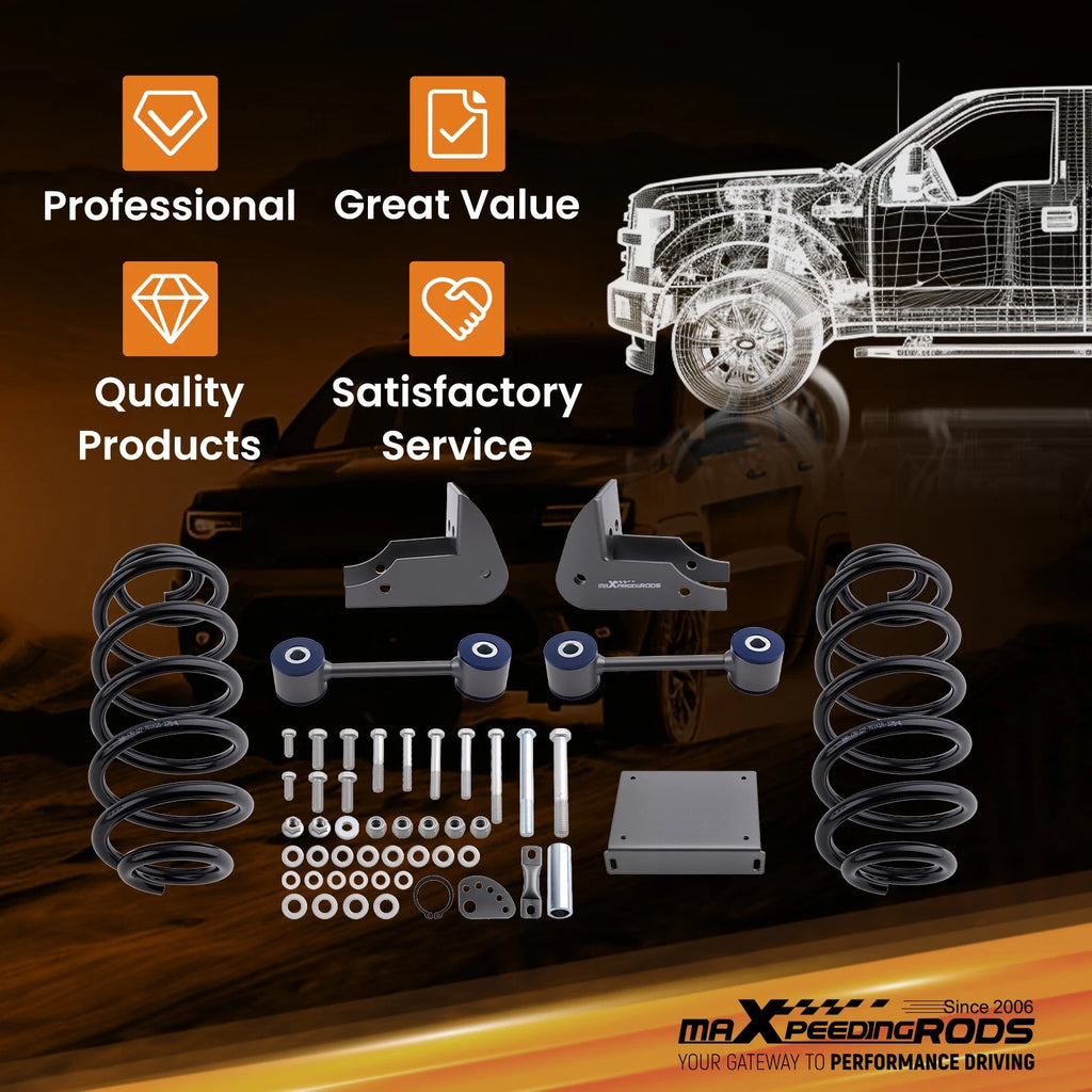2" Rear Lowering Kit Drop Coils for GMC Yukon, Chevy Tahoe, Suburban (2007–2014)
