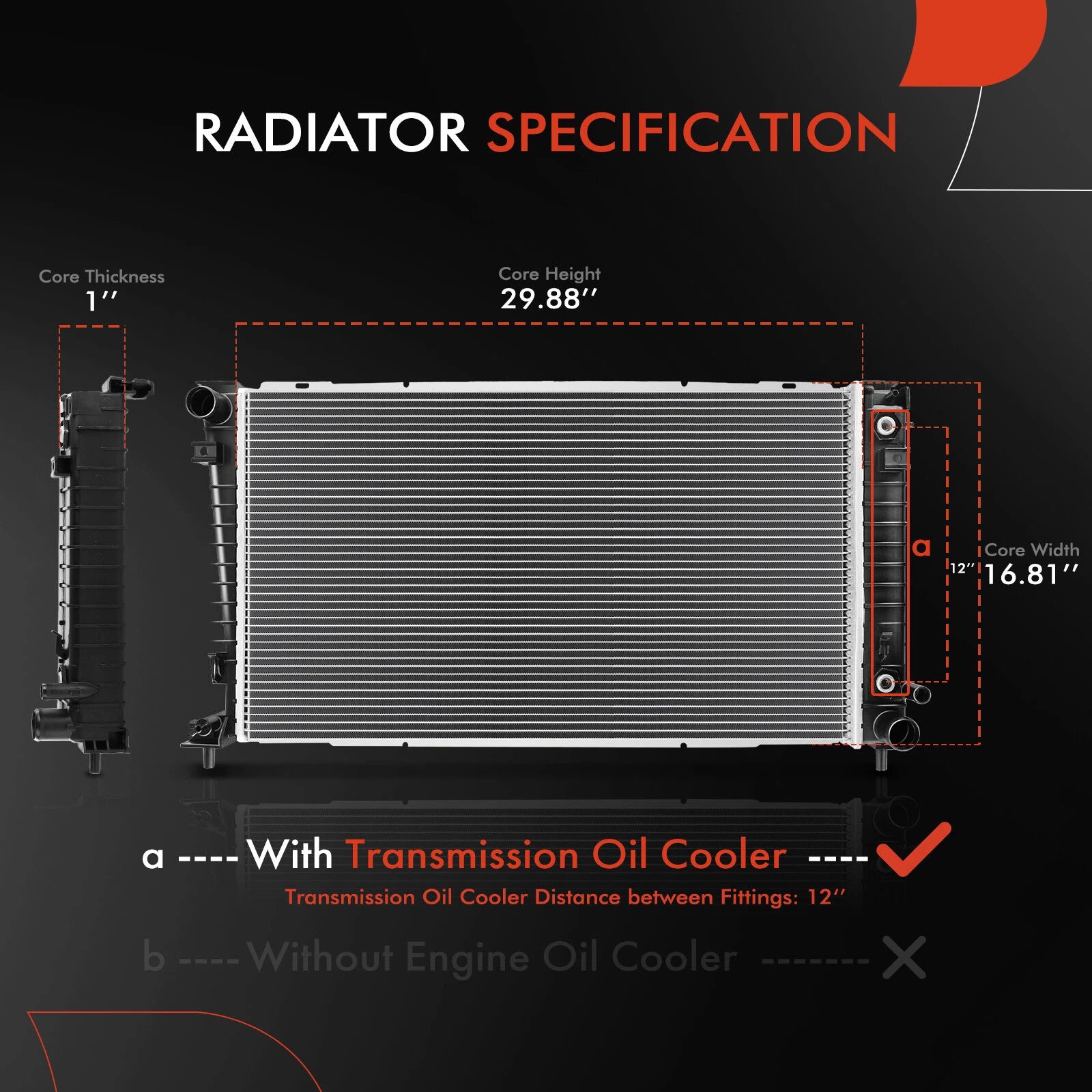 Radiator with Oil Cooler for Ford Freestar Mercury Monterey (2004–2007)