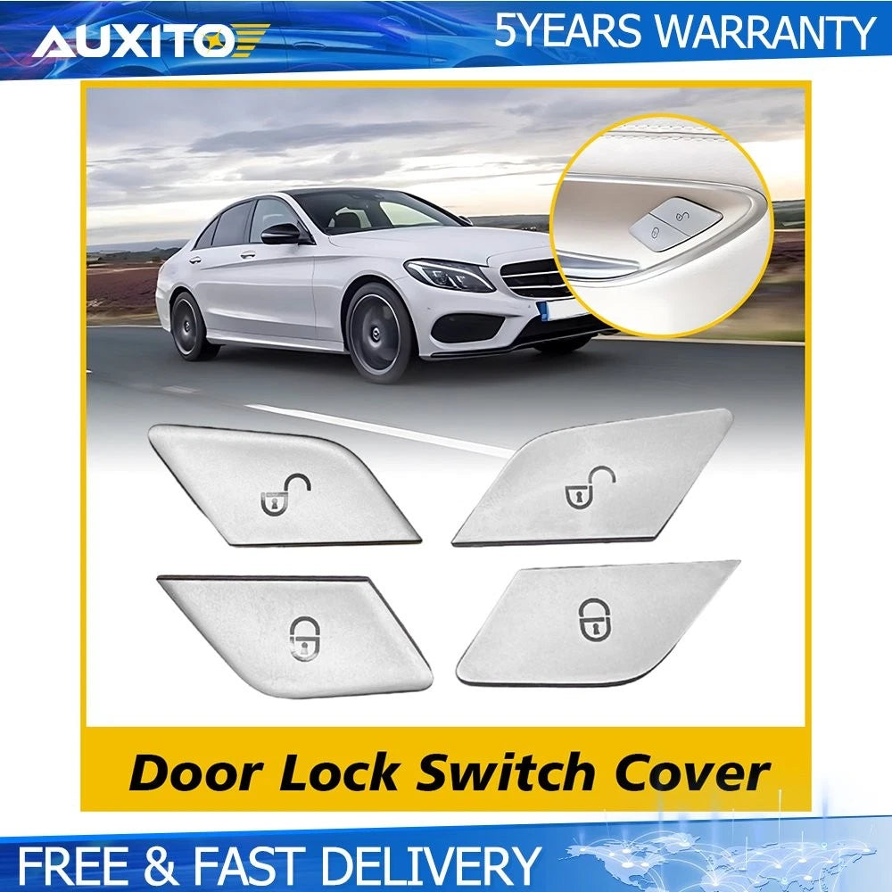 Set of 4 Door Lock Switch Button Cover Trim for Mercedes Benz W205 W213 W222 X253