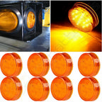 8x 2.5" Amber 13 LED Round Side Marker Clearance Lights for Trailer