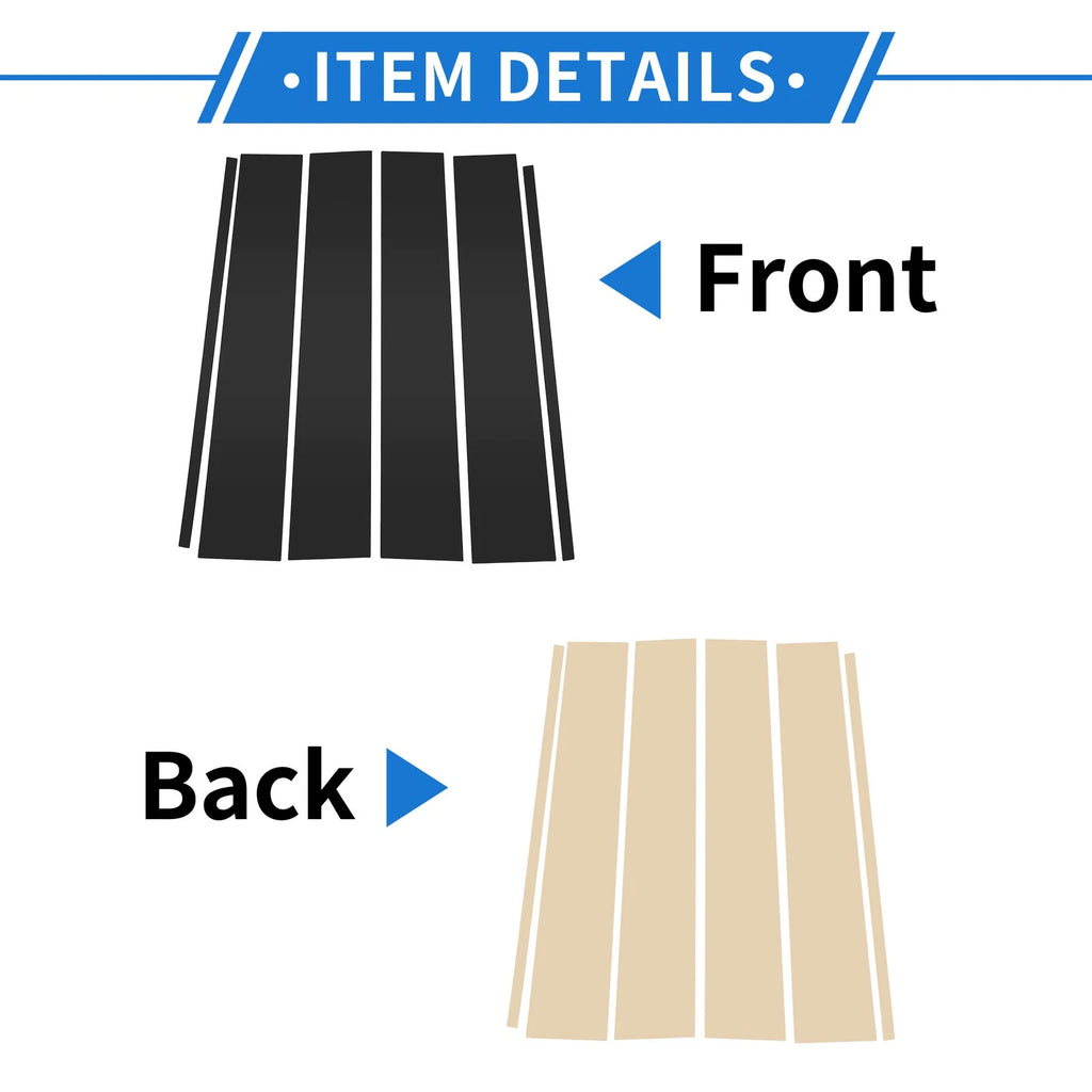 6 Pcs Door Pillar Window Trim for Chevrolet Suburban (2015–2020) Black