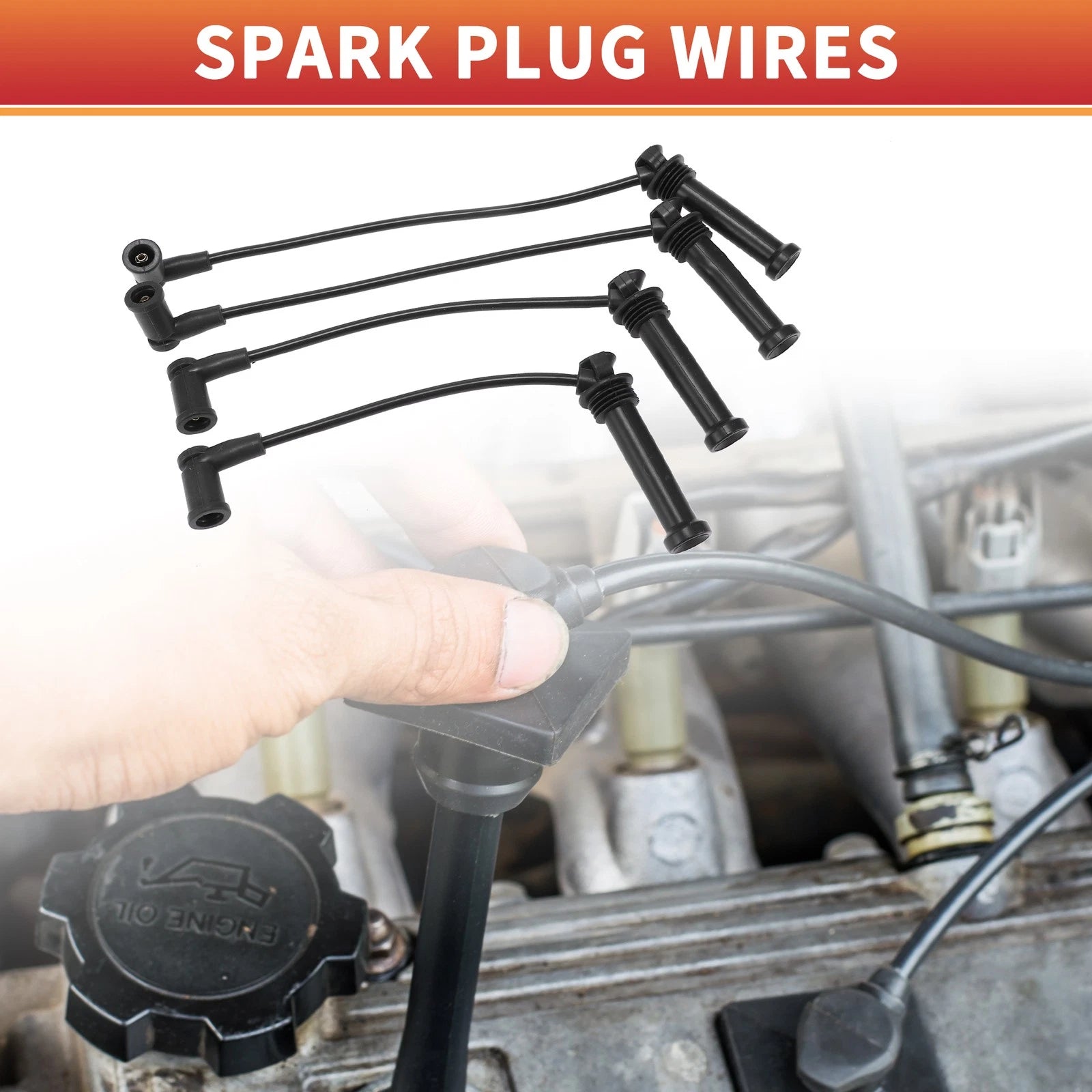 Set of 4 Spark Plug Wire Ignition Coil Cables for Ford Ranger L4 2.3L (2001–2007)