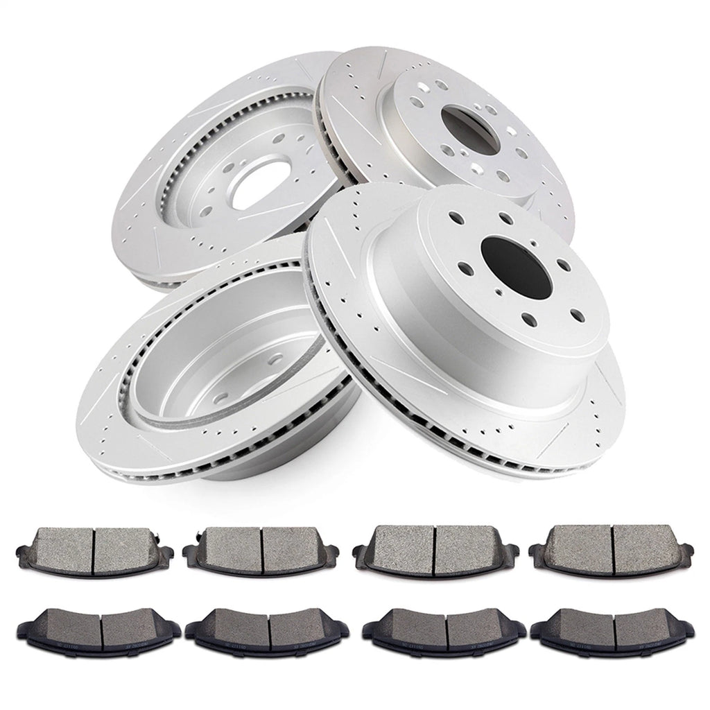 Set of 4 Drilled Rotors & Brake Pads for Chevy GMC Silverado Sierra 1500 Tahoe