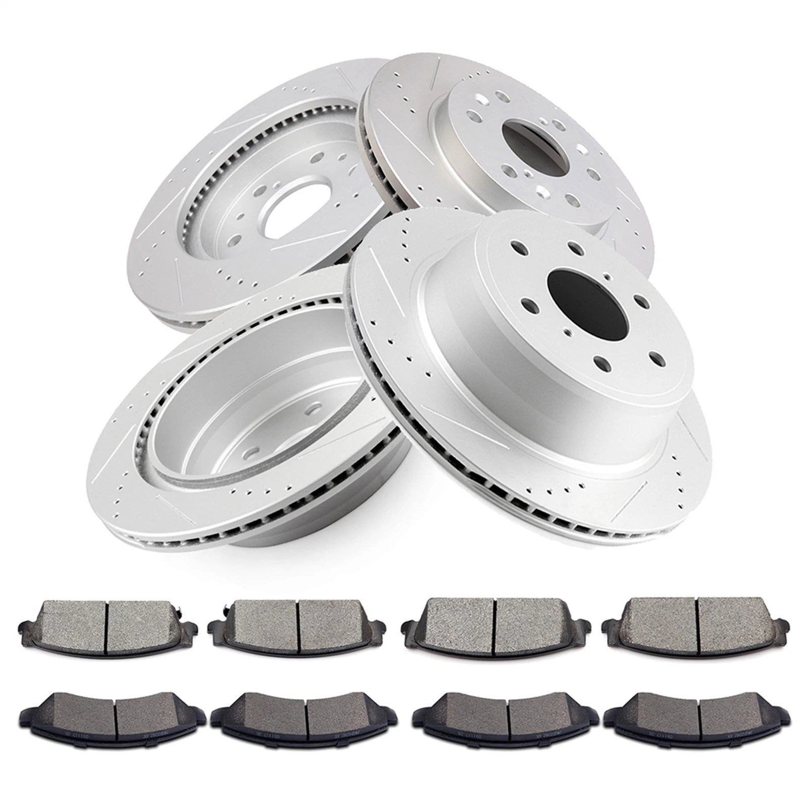 Set of 4 Drilled Rotors & Brake Pads for Chevy GMC Silverado Sierra 1500 Tahoe
