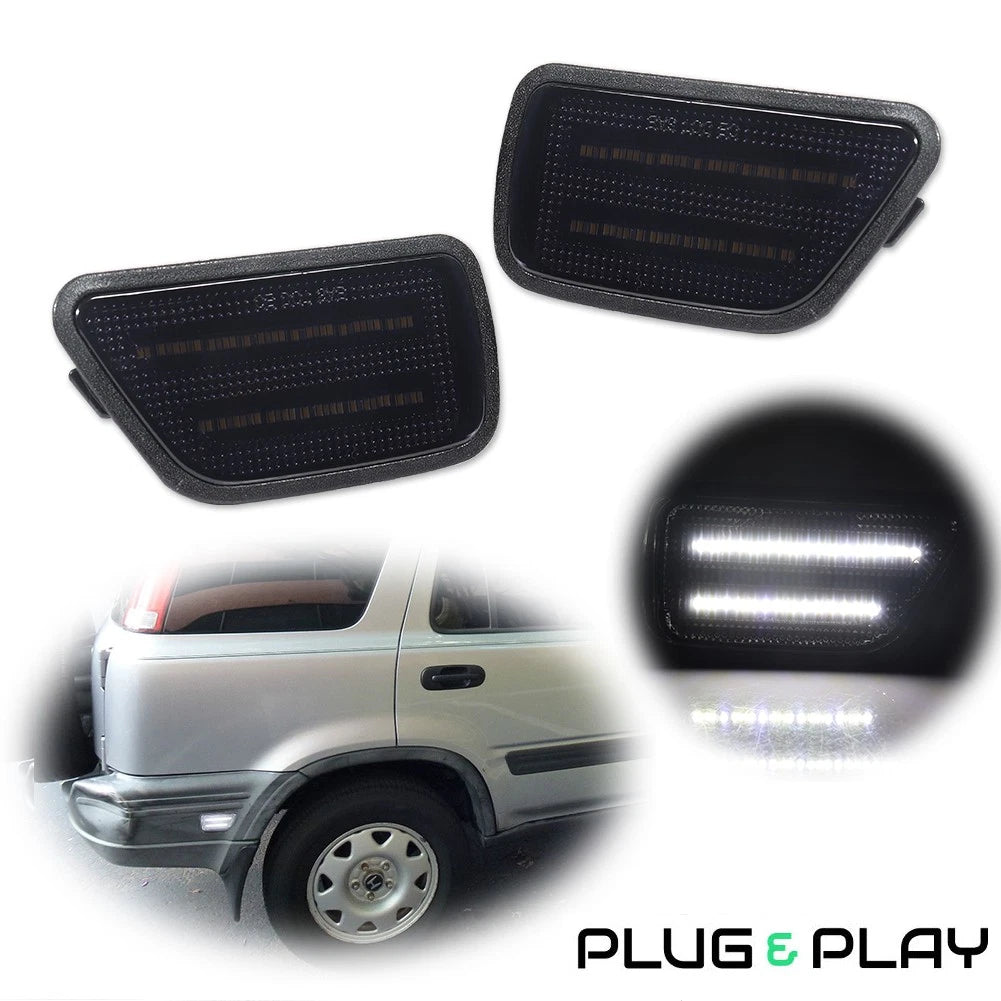 2X Smoke White LED Rear Bumper Side Marker Lamps for Honda CR-V (1997–2001)